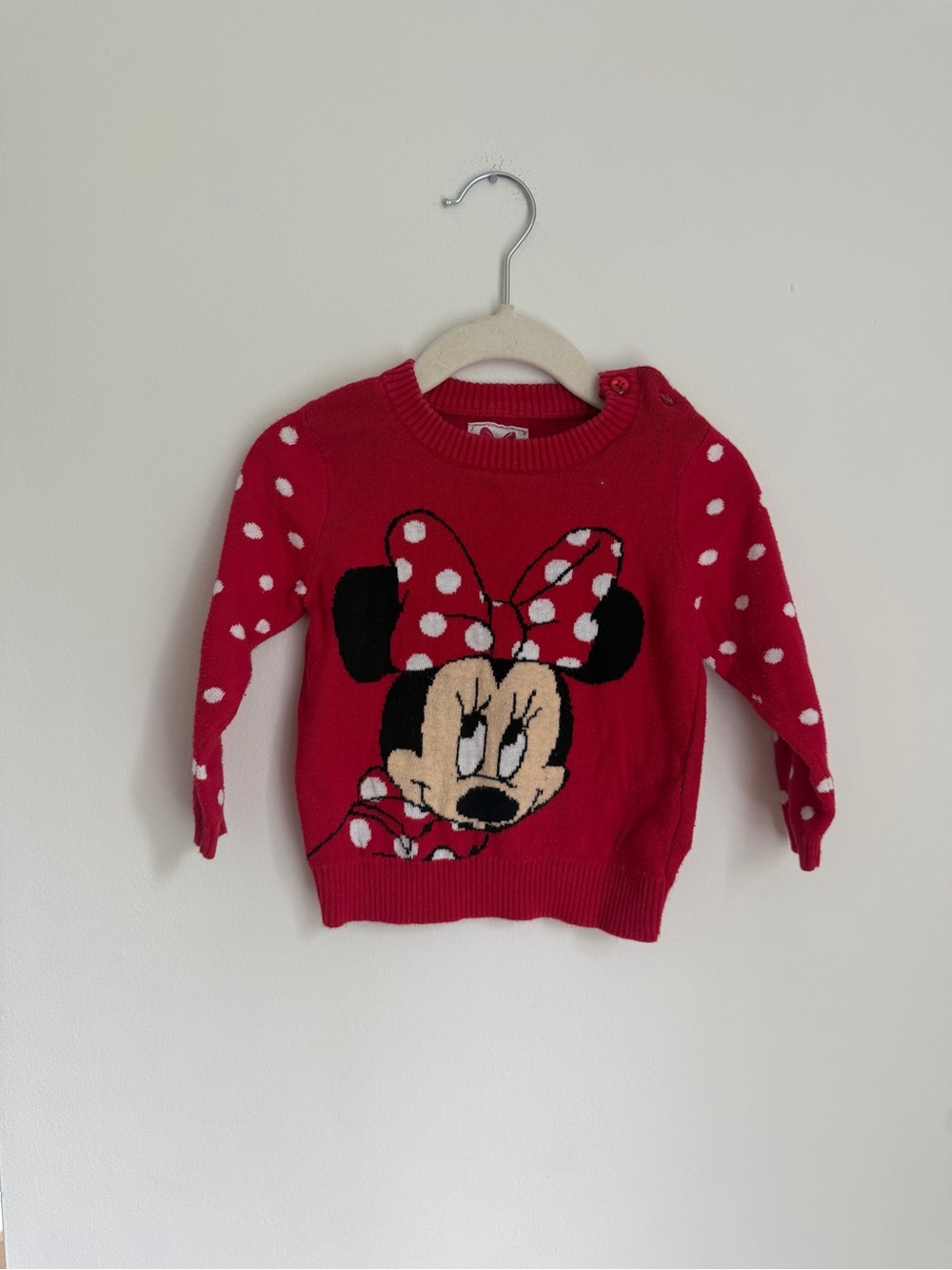Minnie Mouse Red Knit Baby Sweater (Size 9-12m)